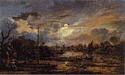 River Landscape with Moonlight